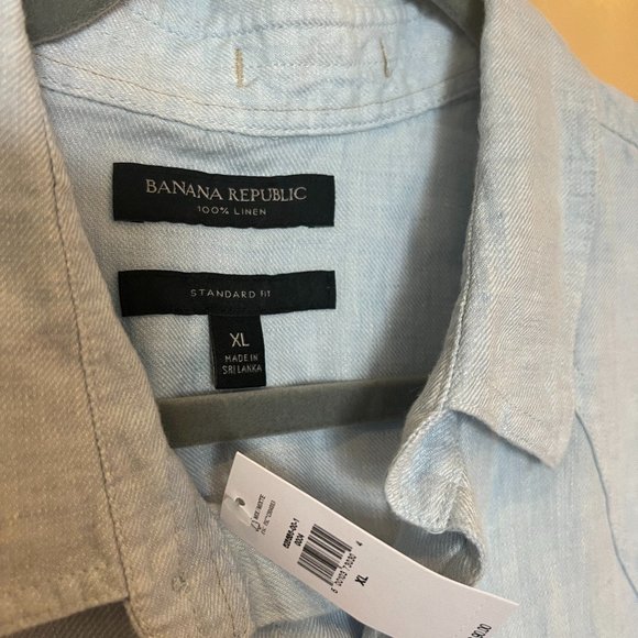 Banana Republic Linen Western Shirt, Light Blue, XL NWT - Picture 7 of 9